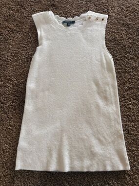 Women’s Ann Taylor cream sweater tank top gold buttons sz Small Petite SP